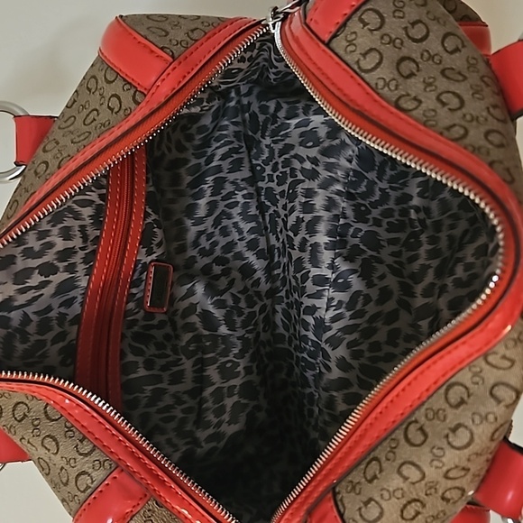 VTG GUESS 1990s Salmon Pink Trim Logo Monogram Doctor Handbag - Picture 8 of 10